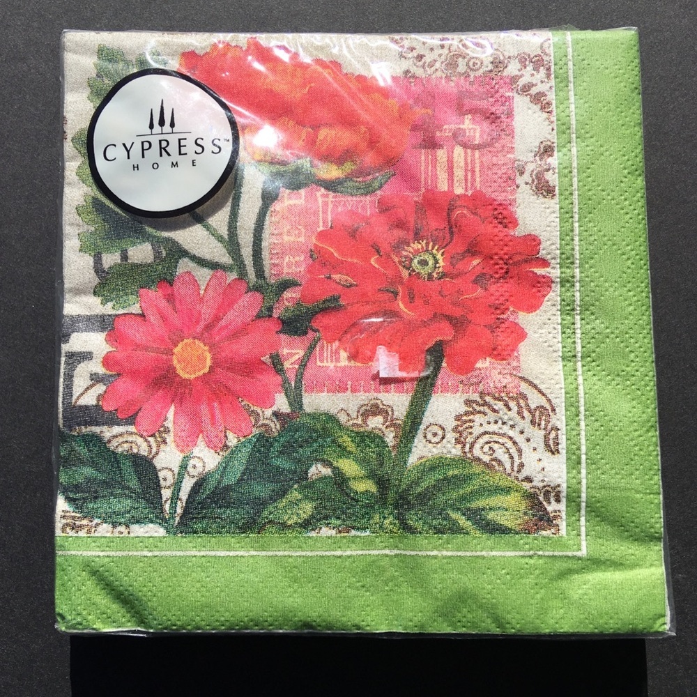 2 Packages Cypress Home Beverage Napkins Paper Cocktail Floral Party Crafts New